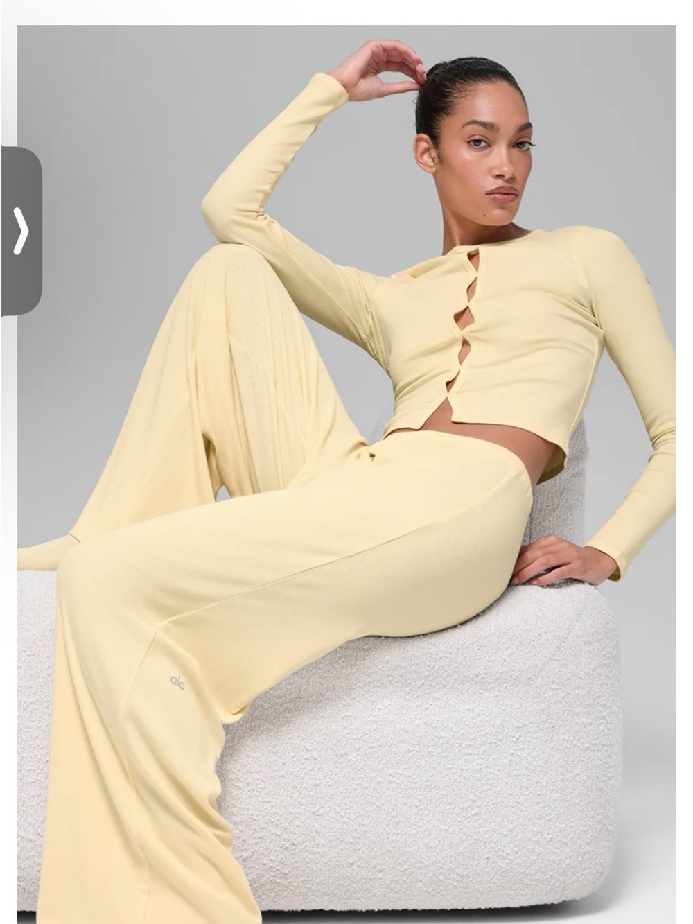 ALO Yoga Wide Leg Pants in Pale Yellow